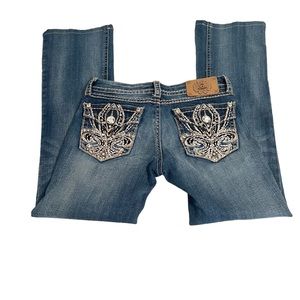 Grace In LA Distressed Juniors Jeans Size 5/26 Blue